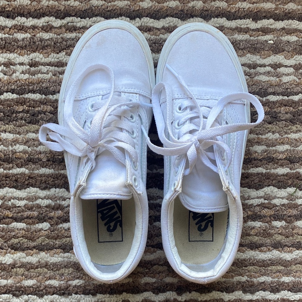 Vans All-White Lace-Up Sneakers